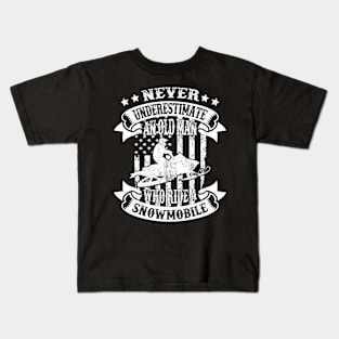 Never Underestimate An Old Snowmobile Snowmobiling Kids T-Shirt